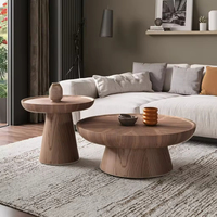 Table basse de salon de luxe en bois rond, design classique moderne et simple, couleur noyer, ensemble de tables basses de luxe