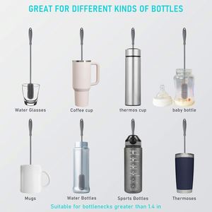 15.7" 40cm Gray Silicone Bottle <b>Brush</b> <b>for</b> <b>Cleaning</b> Stanley Hydroflasks Glass Thermoses Sports Bottles Vase Glassware Narrow - Product Image 3