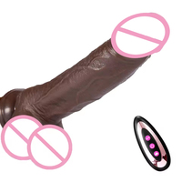 Vibromasseurs noirs réalistes en forme de pénis, jouets sexuels pour adultes pour femmes, vibromasseur télescopique chauffant, masturbateur anal 18+