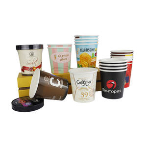 Nuovo stile gelato imballaggio coppa di carta gelato piccola ciotola di carta usa e getta yogurt gelato con coperchio - Product Image 1
