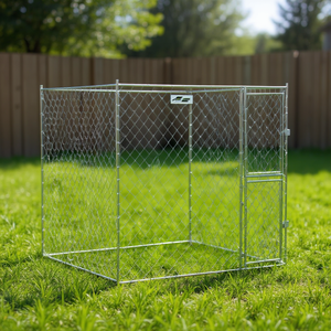 Cage pour chien en acier galvanisé argenté, forme cube, 78,74 x 78,74 x 78,74 pouces, verrouillable, enclos extérieur pour grands chiens - Product Image 2