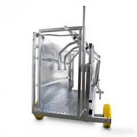 Cage de retournement robuste pour ovins avec attrape-bétail pour une manipulation efficace des chèvres et des moutons, équipement doté d'un dispositif de compression