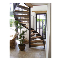 Escalier d'escalier Design moderne de qualité supérieure Utilisé Prix d'escalier en acier en colimaçon ouvert avec marches d'escalier en bois massif