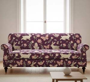 Tissu d'ameublement premium imprimé lapin et floral au mètre, motif jardin, textile pour canapé, chaise, coussin et décoration - Product Image 5