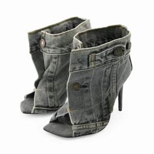 Bottines en jean sexy à talons hauts et bout ouvert pour femme, design personnalisé - Product Image 1