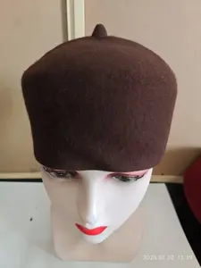 Chapeaux de Prière Aïd Ramadan pour Hommes Musulmans, Kufi Hijab en Feutre de Laine Marron Rouge, Bérets Faits à la Main, Chapeau Élégant Printemps Hiver - Product Image 3