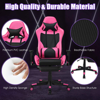 Chaise Gamer Ergonomique à Dossier Haut avec Points de Massage, Inclinable, Pivotante à 360°, Robuste, Réglable, avec Repose-Pieds