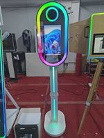 Photomaton ovale de 15,6 pouces avec flight case robuste - Photomaton miroir magique DSLR pour fêtes, mariages et locations d'événements