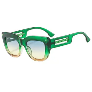 9610塑料定制太阳镜3d金属标志乌龟太阳镜男士白色链条装饰大框眼镜太阳镜