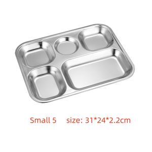 Assiette à dîner compartimentée en acier inoxydable résistant à la corrosion cinq compartiments pour un rangement pratique dans la cuisine - Product Image 3