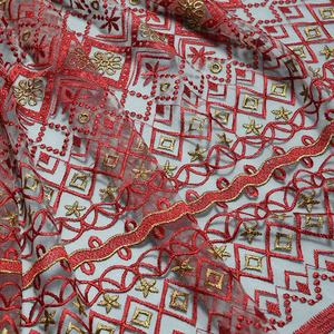 HA-16784 중국 공장 자수 얇은 명주 그물 메쉬 마당에 의해 기하학적 자수 직물 - Product Image 2