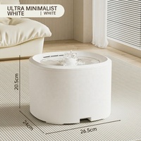 Fontaine à eau pour animaux de compagnie, design minimaliste rond mat, anti-éclaboussures, pour les petits appartements et les familles d'animaux, gain de place