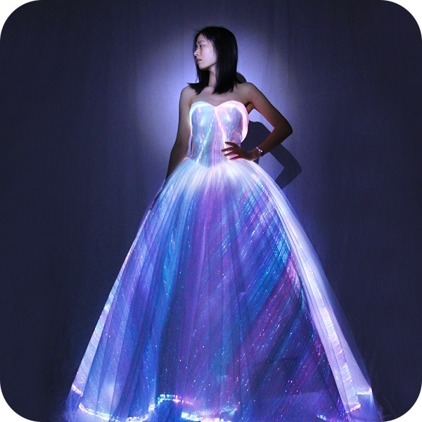 Light Emitting Dress A-line Floor-length Sleeveless And Solid Colors Night Gown Evening Prom Dress Party Dress