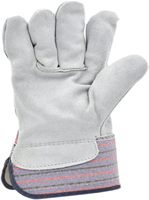 Gants de travail en cuir de vachette, paume en cuir, dos en coton respirant, manchette de sécurité caoutchoutée de 3,5 pouces, gants de sécurité robustes