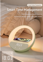 Horloges numériques avec radio FM RGB, lumière de nuit à intensité réglable, variateur d'intensité, 12/24H, chambre à coucher, avec haut-parleur, chargeur sans fil