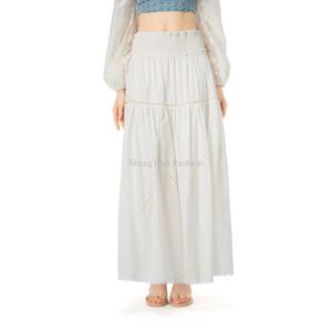 กระโปรงพลีททรงสวิงสีขาวสำหรับผู้หญิง แฟชั่นใหม่ฤดูร้อนปี 2025 สไตล์ยุโรปและอเมริกา กระโปรงยาวแบบเค้กแต่งลูกไม้ - Product Image 1