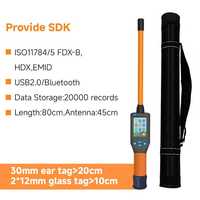 Escáner de mano FDX-B HDX de 134.2kHz para microchip, lector RFID de ganado con larga distancia de lectura