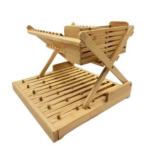 Bamboo Drain <b>Rack</b> Kitchen <b>Dish</b> Drying Storage <b>Rack</b> Quick Dry Square Shape - Product Image 2