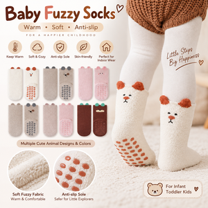 Meias Felpudas Antiderrapantes para Bebês, Meias de Animais de Pelúcia para Crianças, Meias Quentes e Macias para o Inverno - Product Image 1