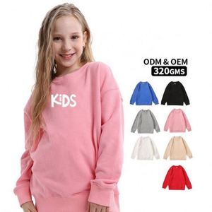 Wholesale 320GSM Oversize Kids Hoodies Children Terry Pullover Children's Kids Crew-Neck Sweater Shirt Sports Jogger - Product Image 1