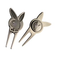 Outil de réparation de divots de golf en métal personnalisé avec marqueur de balle amovible motif lapin et logo personnalisé