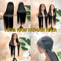 Expédition Rapide Perruques de Cheveux Humains Lisses 13x4 avec Dentelle Frontale, Densité 200%, Cheveux Vietnamiens Bruts, Donneur Unique, Perruque HD Lace, Fournisseur
