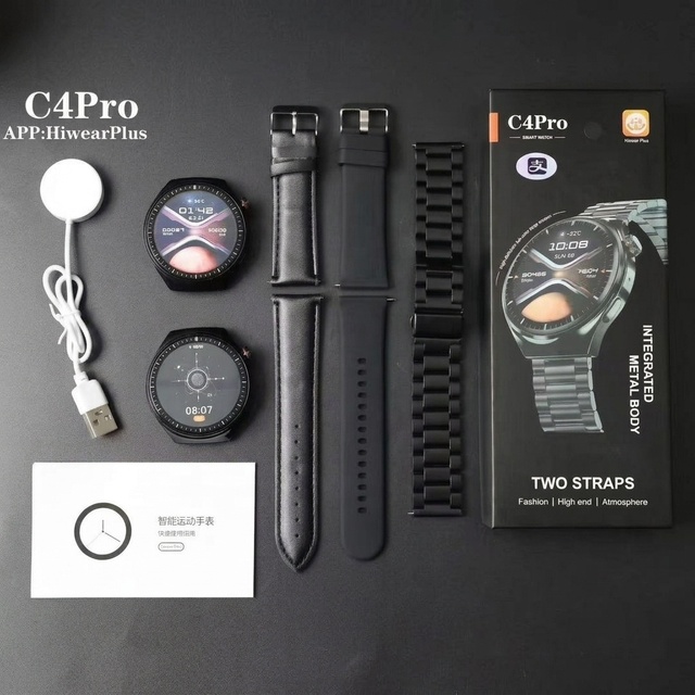 Round Screen IPS Display Silicone Alloy Straps 5-10 Days Battery Life IP68 Waterproof Unisex Smartwatch Montre Connected C4 Pro
