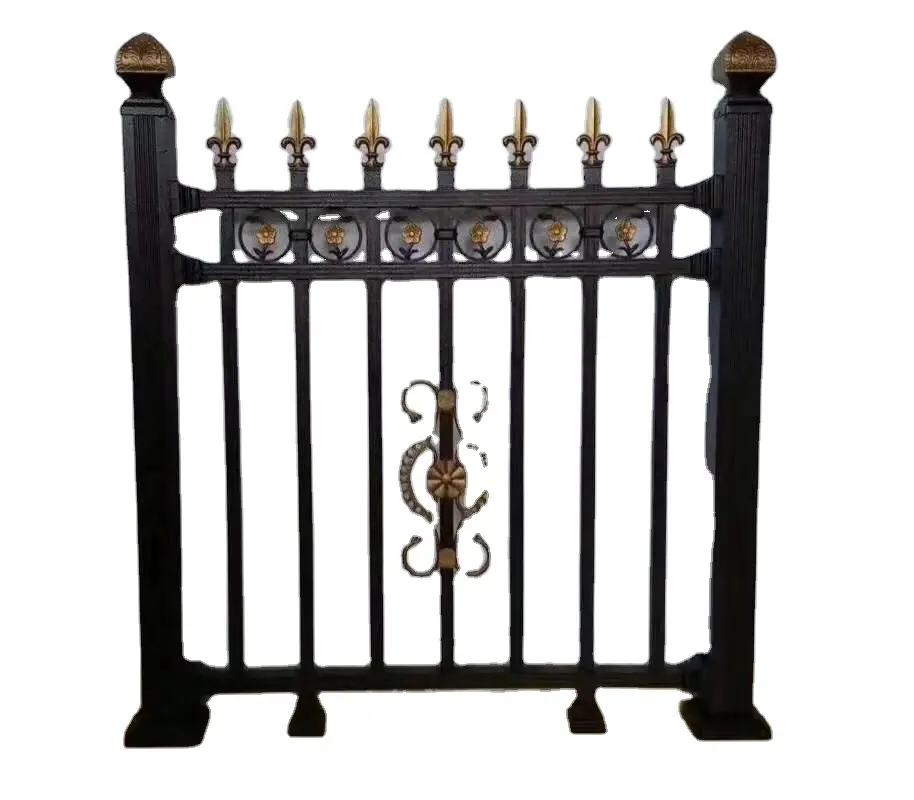 8*6ft decorative wrought steel residential metal fence 1.8m/3" steel fence accessories