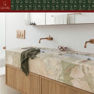 Mobile <span class=keywords><strong>Bagno</strong></span> di Lusso GOLDKING con Lavabo in Marmo Monet Garden, Venature <span class=keywords><strong>Beige</strong></span>-Verdi, Bordo Scanalato, Lucidato su Misura, <span class=keywords><strong>Arredamento</strong></span> di Alta Gamma per Villa - Product Image 5