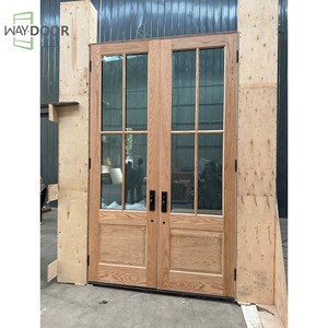 Hoàn toàn tùy chỉnh gỗ gụ gỗ sồi thông gỗ rắn bên ngoài cửa với bề mặt kính rõ ràng hoàn thành cửa trước bằng gỗ - Product Image 4