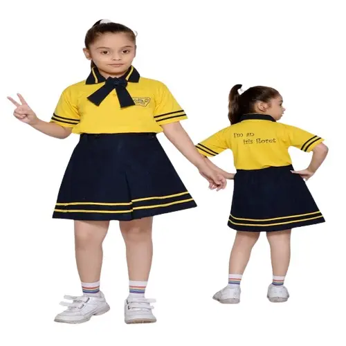 2023 Excelente diseño Uniforme de escuela primaria de la mejor calidad-Camiseta para niños con pantalón corto de mezclilla y camiseta para niñas con falda de mezclilla