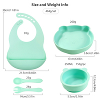 Ensemble de vaisselle en silicone de qualité alimentaire pour tout-petits, compatible lave-vaisselle, assiette d'apprentissage en forme d'ours, bol antidérapant pour soupe