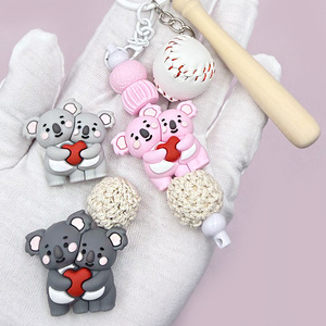 <b>Silicone</b> 3D Koala <b>Beaded</b> Keychain Epoxy Resin Cartoon Pendant Jewelry Accessories Wholesale - Product Image 1