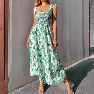 Robes longues décontractées sans manches à col halter, style bohème vintage ethnique à imprimé floral, de qualité supérieure, personnalisées pour femmes - Product Image 4