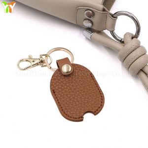 PU Leather Embossed Durable Oval <b>Key</b> Protector Car <b>Key</b> Loop Replacement <b>Key</b> Sleeve Keychain Bag Car Pendant - Product Image 4