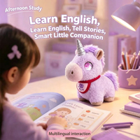Robot en peluche intelligent Tuya pour enfants, licorne parlante, jouet éducatif, enseignement de l'anglais, compagnon émotionnel, écran LCD, Wi-Fi activé