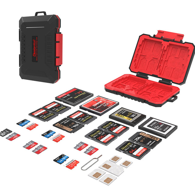 Runjin LP-E8 Waterproof Shockproof Dustproof Memory Card Storage Box Organizer ABS & Rubber Plastic Case with SD Card Holder