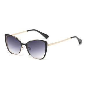 Jamie 895 Metal Frame Cat Eye Sunglasses Black UV400 Women's Fashion Sunshades Class 2 Lens AC Material - Product Image 1