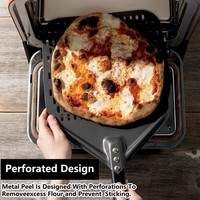 Pelle à pizza rectangulaire grande et détachable à long manche, 12 pouces, revêtement dur, pelle à pizza en aluminium perforée, pelle à retourner la pizza