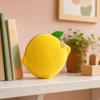 Porte-monnaie en peluche personnalisé en forme de citron, pochette intégrale en forme de citron avec fermeture éclair en forme de feuille, cadeau pour enfants, OEM ODM