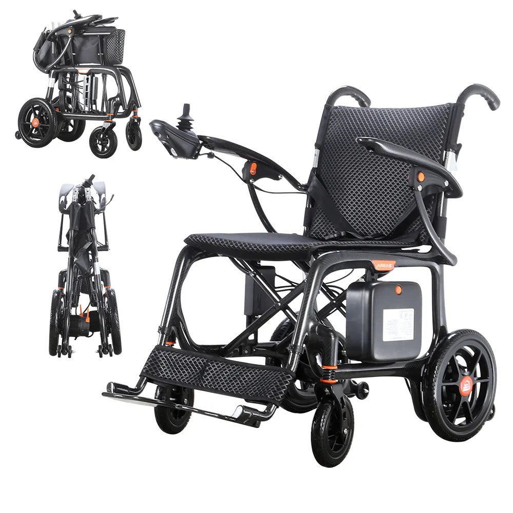 Luxuriöser elektrischer Rollstuhl leicht faltbar portabler elektrischer Rollstuhl aus Kohlefaser für Erwachsene