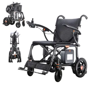 Lüks elektrikli tekerlekli hafif katlanabilir katlanır taşınabilir karbon fiber elektrikli tekerlekli sandalye yetişkinler için
