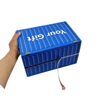 Caja de Regalo con Cierre Magnético Estilo Contenedor, con Tira Desprendible, Asa y Cartón Corrugado Ecológico, Impresión Personalizada para Envíos y Festividades