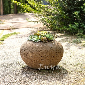 Ornements de jardin vintage pour patio et cour, pots de fleurs et <span class=keywords><strong>plantes</strong></span> en pierre de béton coulée, jardinières de grande taille pour l'extérieur - Product Image 5