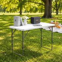 Table pliable en plastique HDPE durable avec pieds en métal thermolaqué, table d'exposition pour salon professionnel