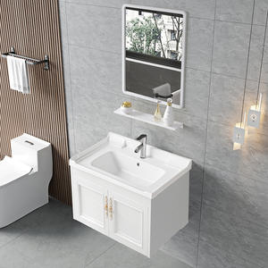 Conjunto de Muebles de Baño, <span class=keywords><strong>Lavabo</strong></span> Suspendido de Piedra Sinterizada, <span class=keywords><strong>Lavabo</strong></span> <span class=keywords><strong>Compacto</strong></span> de Aluminio, <span class=keywords><strong>Lavabo</strong></span> Integrado de Cerámica - Product Image 3