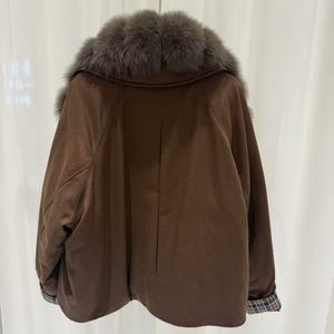 Veste matelassée épaisse en fourrure de renard véritable naturelle pour femmes, <span class=keywords><strong>parka</strong></span> imperméable en duvet de canard avec manches en forme de grille - Product Image 3