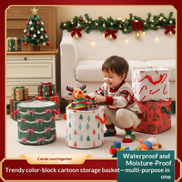 Panier de rangement pour enfants en tissu à motif de dessin animé de Noël, pliable en EVA, avec poignées en corde de coton, conception épaissie, pour le commerce transfrontalier et la maison