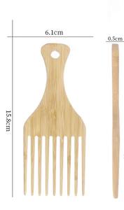 Venta al por mayor logotipo personalizado peine de bambú natural para el cabello rizado peine desenredante peine Afro peine para elegir el cabello - Product Image 3