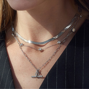 T-Shaped Rhinestone Necklace Zinc Alloy <b>Chain</b> Clavicle Pendant Women's Jewelry Gift Fashion Geometric Design - Product Image 2